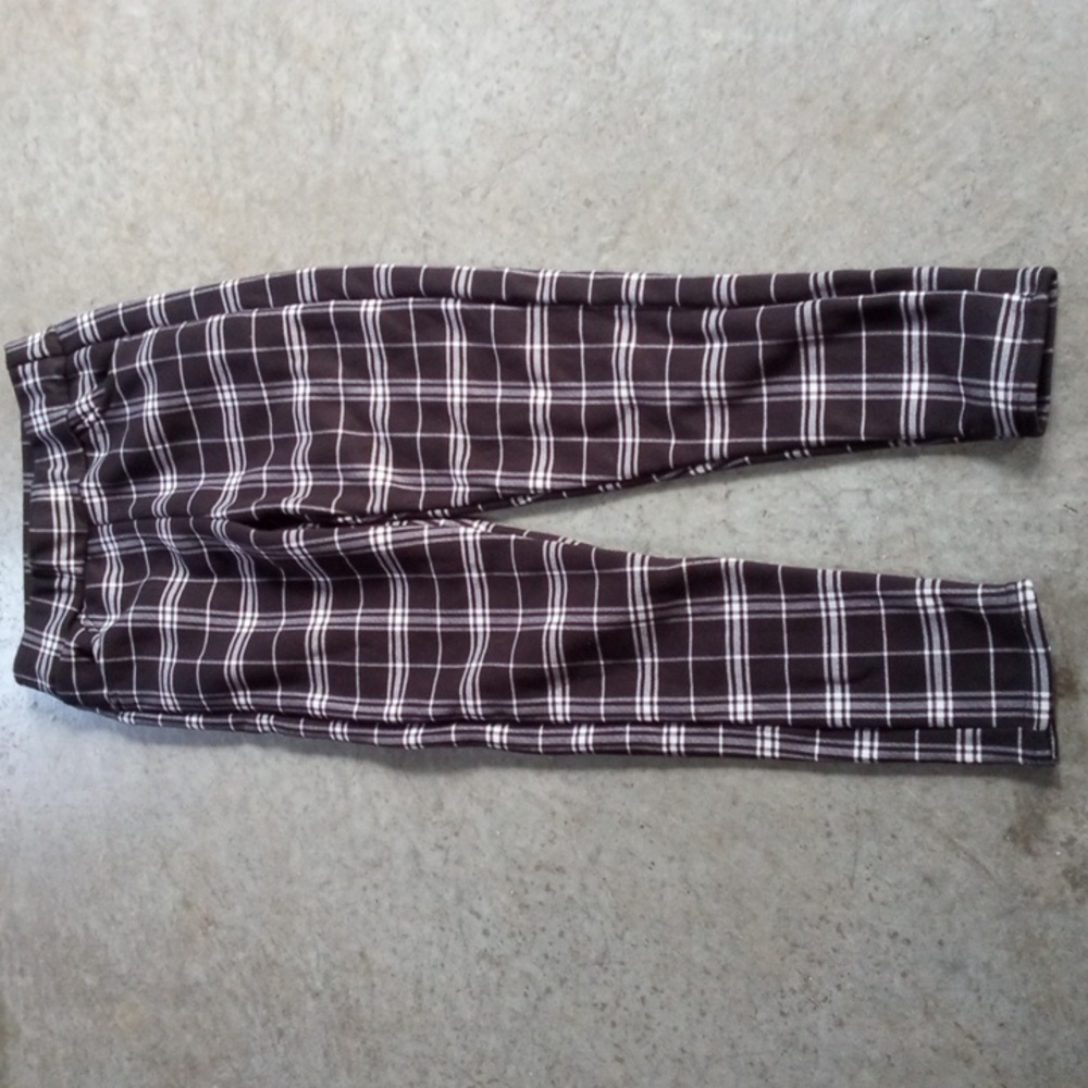 Faux Fur Lined Plaid Leggings Pants Juniors Medium